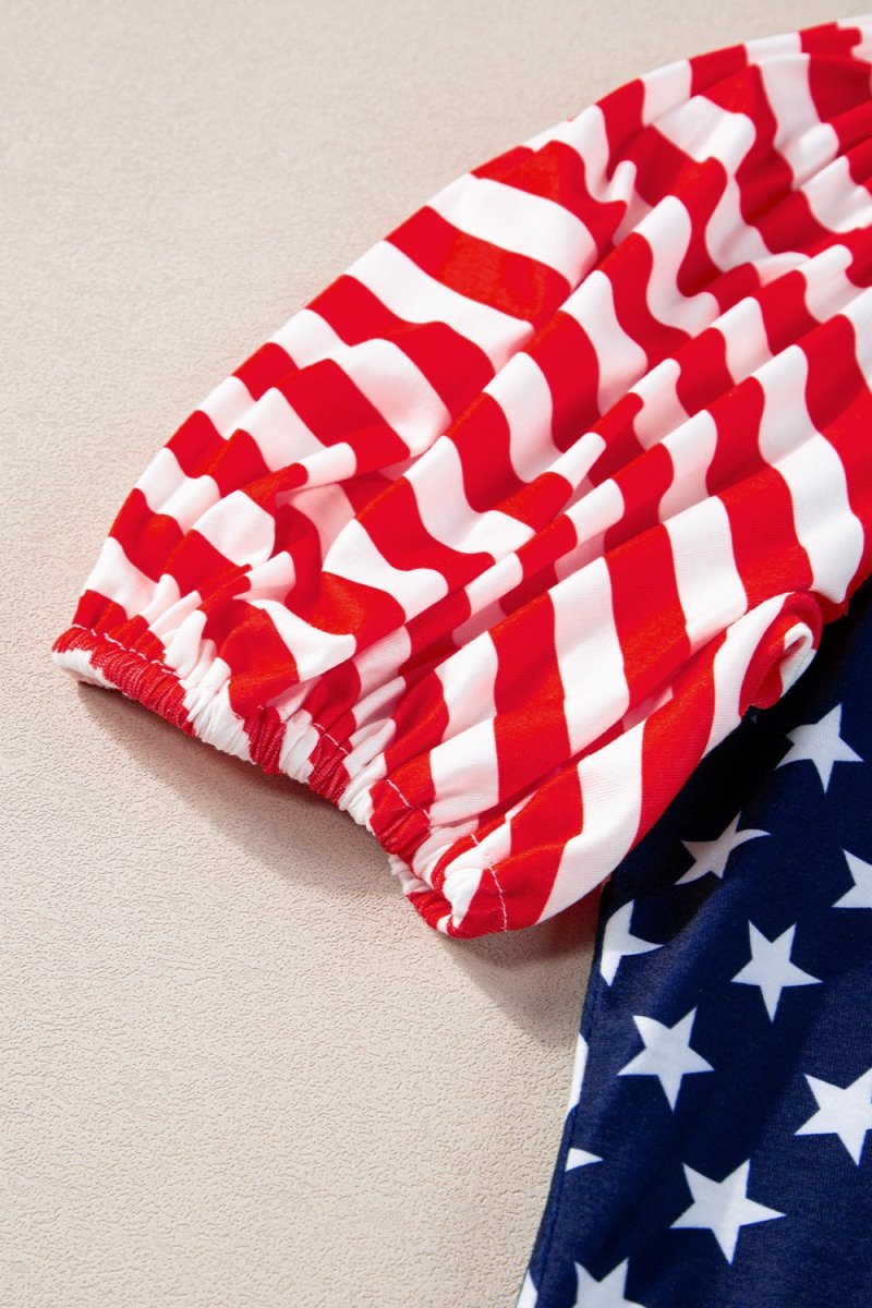 American Free Flag Puff Sleeve Blouse Blouses Blouses Fashion Bravada