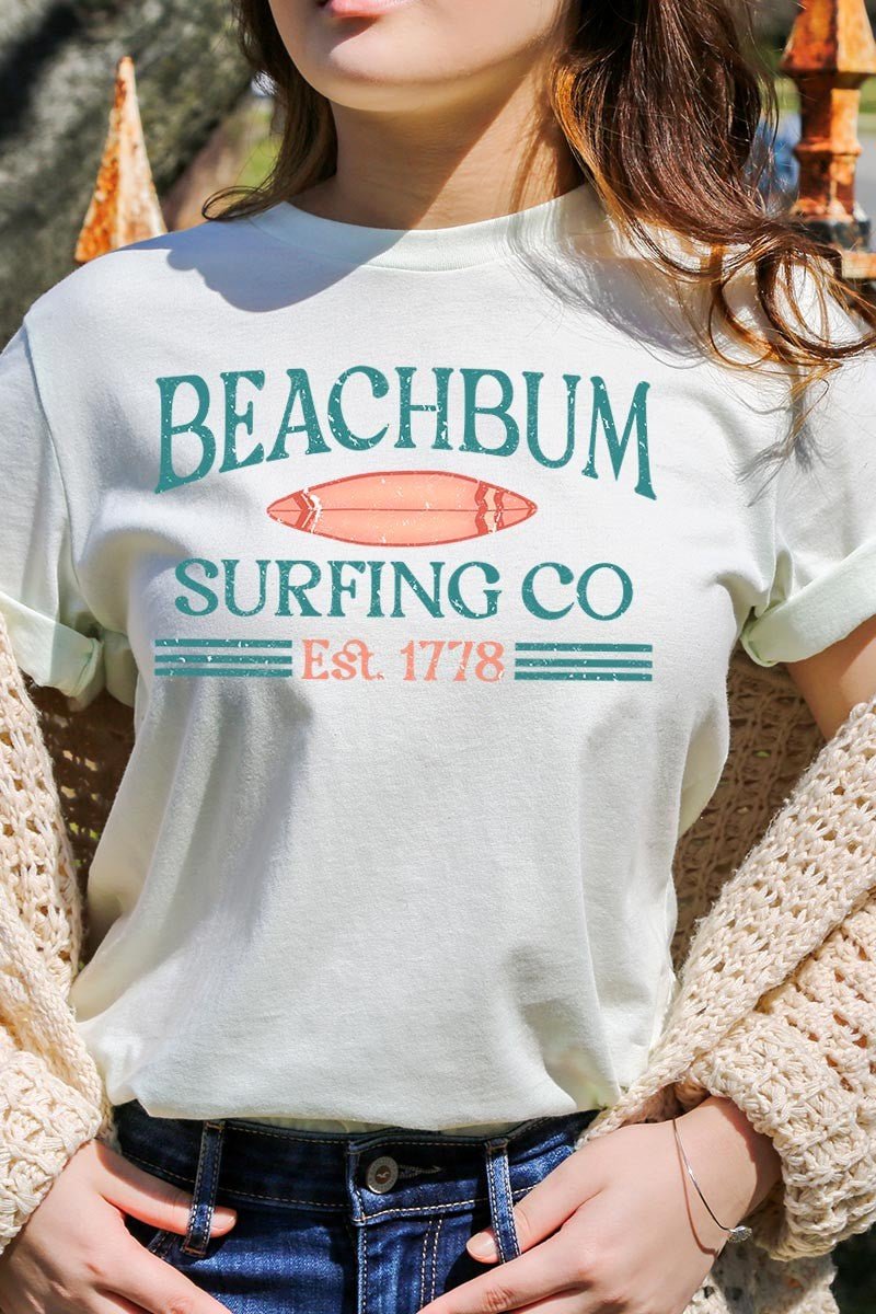 Beach Bum Surfing Co Vintage Graphic T Shirt T - Shirts Graphics Fashion Bravada