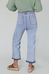 Beau Blue Acid Wash Cropped Jeans Bottoms/Jeans Best Bravada Boutique