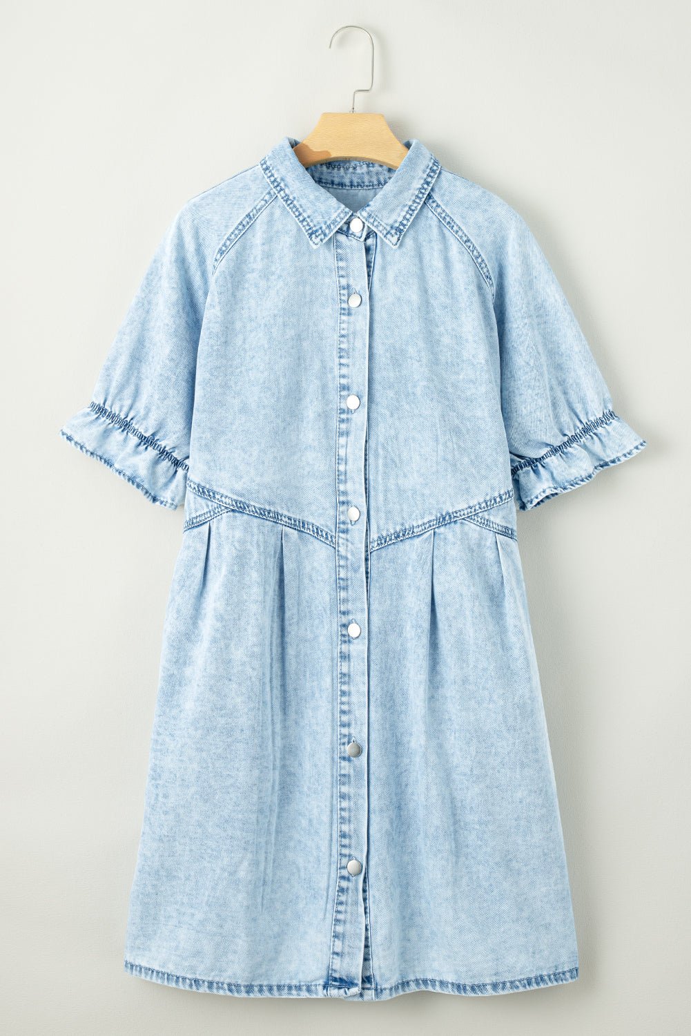 Beau Blue Mineral Wash Denim Dress Dresses/Mini Dresses Best In Stock Bravada Fashion