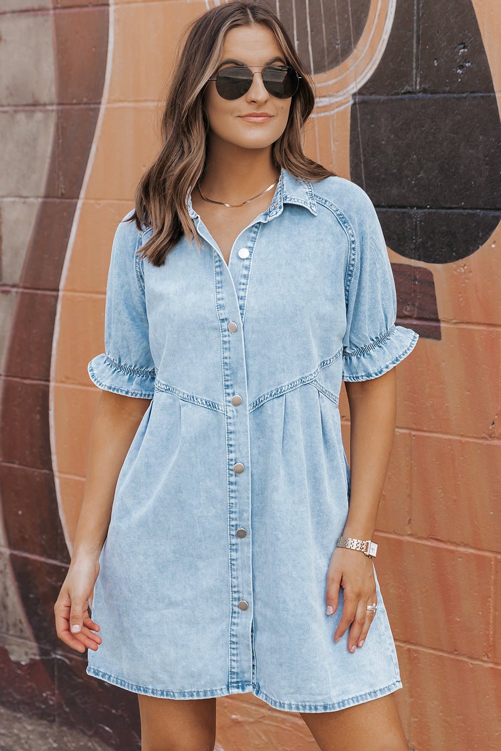 Beau Blue Mineral Wash Denim Dress Dresses/Mini Dresses Best In Stock Bravada Fashion