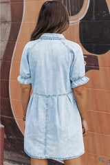 Beau Blue Mineral Wash Denim Dress Dresses/Mini Dresses Best In Stock Bravada Fashion