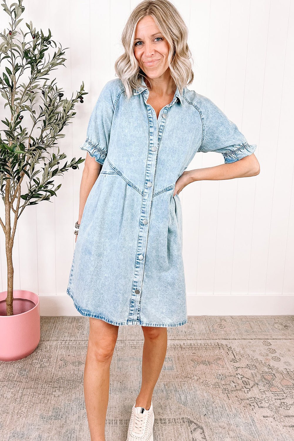 Beau Blue Mineral Wash Denim Dress Dresses/Mini Dresses Best In Stock Bravada Fashion