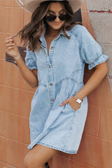 Beau Blue Mineral Wash Denim Dress Dresses/Mini Dresses Best In Stock Bravada Fashion