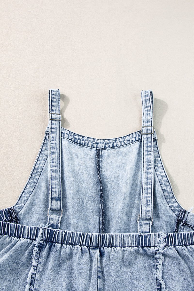 Beau Blue Wide Leg Denim Overall Bottoms/Jumpsuits & Rompers Best In Stock Bravada Boutique