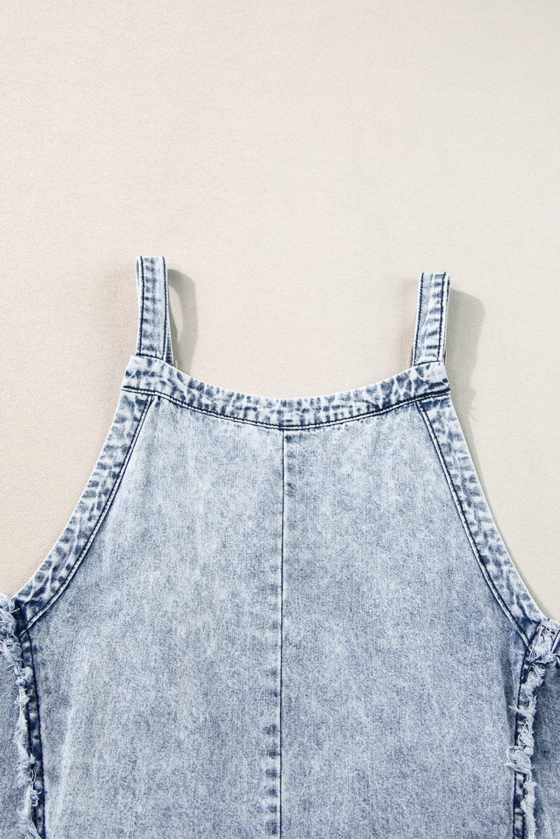 Beau Blue Wide Leg Denim Overall Bottoms/Jumpsuits & Rompers Best In Stock Bravada Boutique