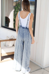 Beau Blue Wide Leg Denim Overall Bottoms/Jumpsuits & Rompers Best In Stock Bravada Boutique