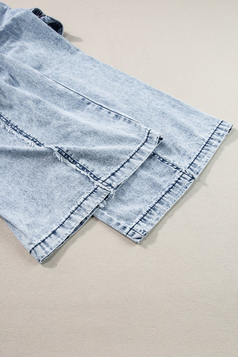 Beau Blue Wide Leg Denim Overall Bottoms/Jumpsuits & Rompers Best In Stock Bravada Boutique