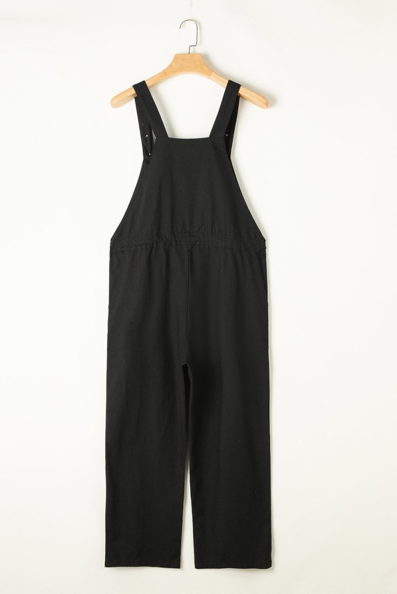 Black Drawstring Overalls Bottoms/Jumpsuits & Rompers Best In Stock Bravada Boutique