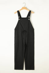 Black Drawstring Overalls Bottoms/Jumpsuits & Rompers Best In Stock Bravada Boutique