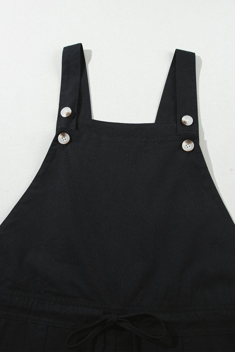 Black Drawstring Overalls Bottoms/Jumpsuits & Rompers Best In Stock Bravada Boutique