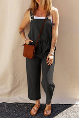 Black Drawstring Overalls Bottoms/Jumpsuits & Rompers Best In Stock Bravada Boutique