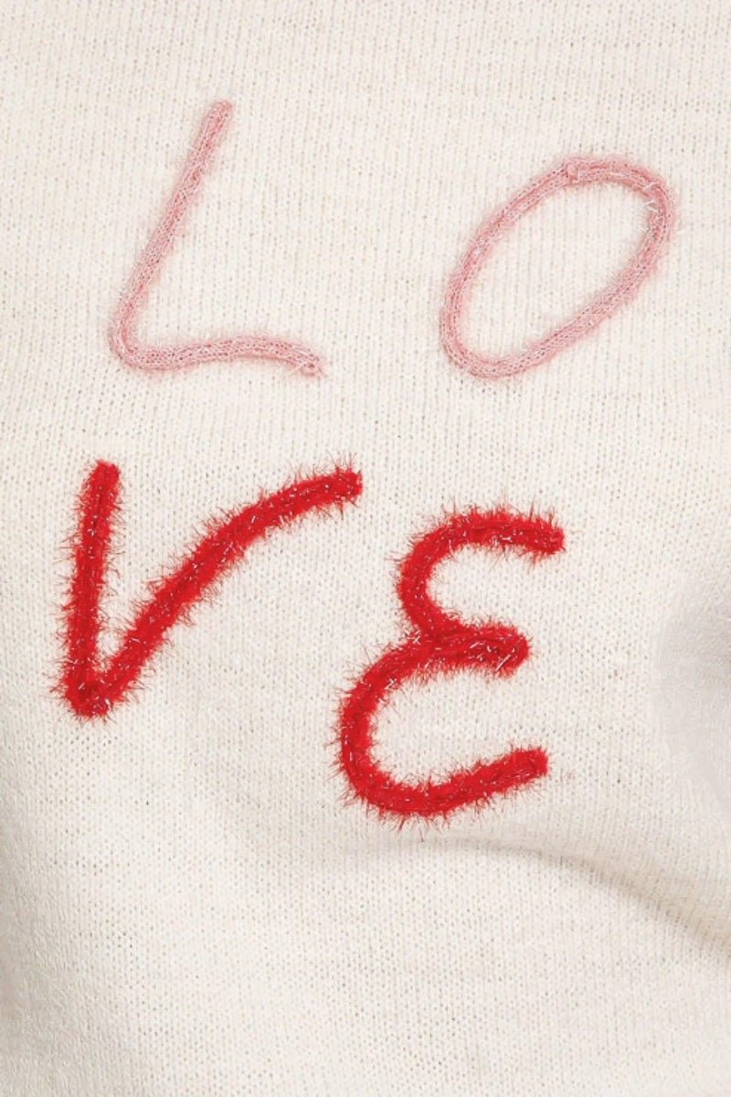 Bravada Round Neck "LOVE" Knit Sweater Sweaters Fast Fashion Bravada