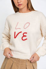 Bravada Round Neck "LOVE" Knit Sweater Sweaters Fast Fashion Bravada
