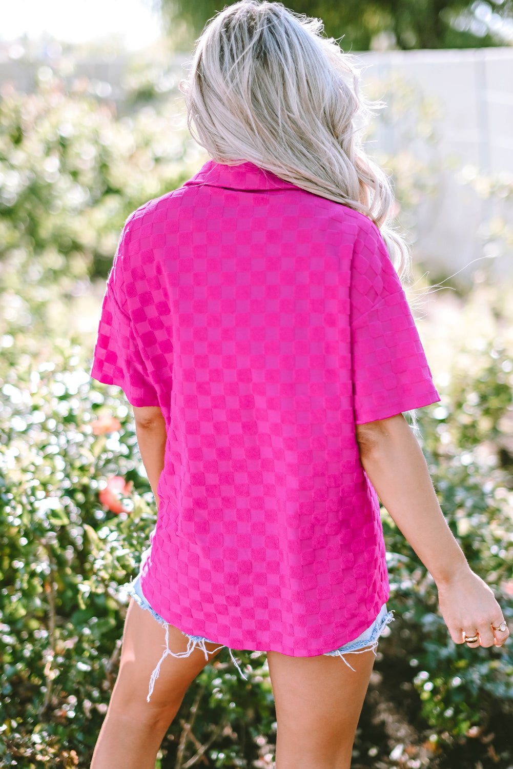 Bright Pink Love Yourself Checkered Shirt - Bravada Tops/Blouses & Shirts Channel0 Bravada Fashion