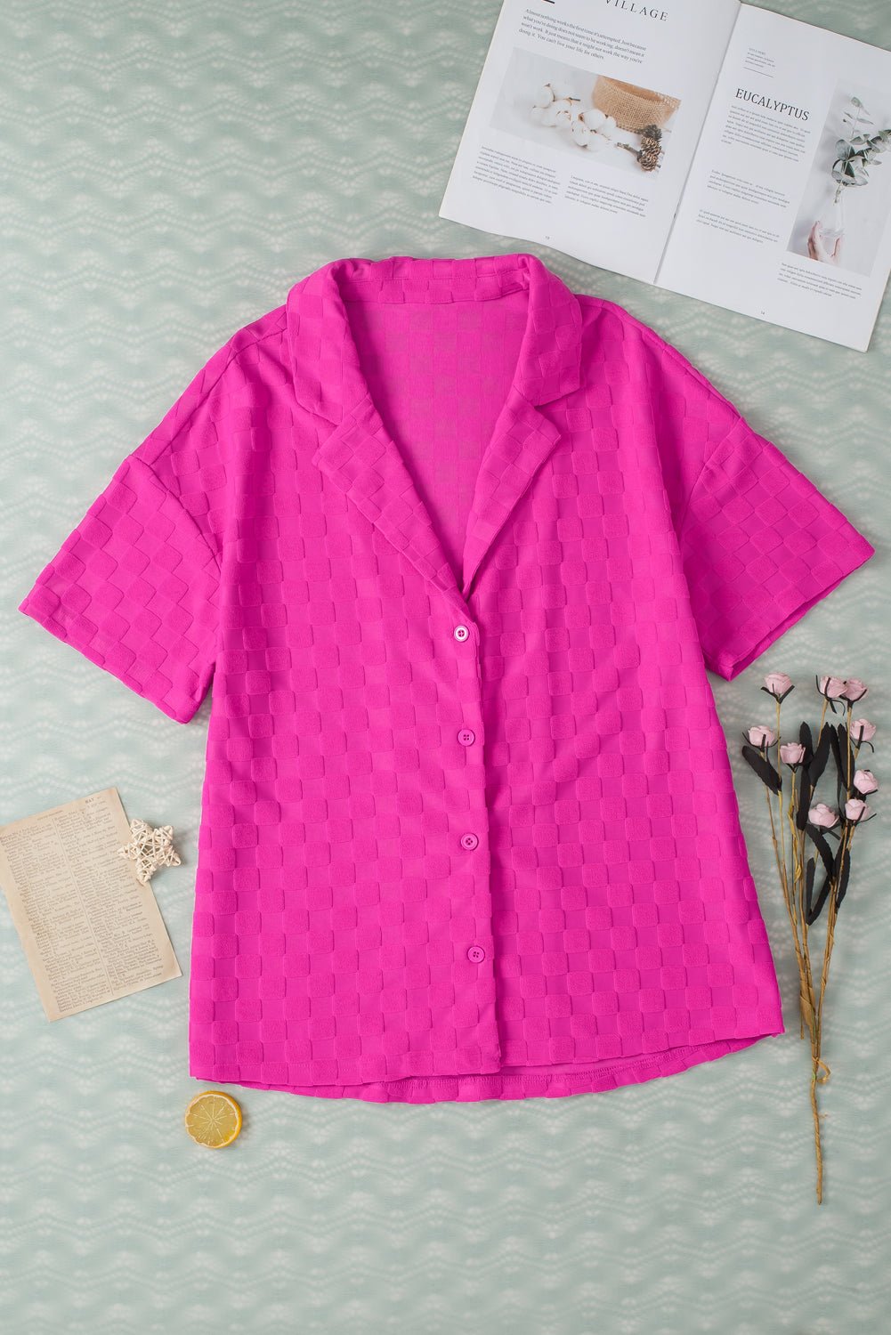 Bright Pink Love Yourself Checkered Shirt - Bravada Tops/Blouses & Shirts Channel0 Bravada Fashion