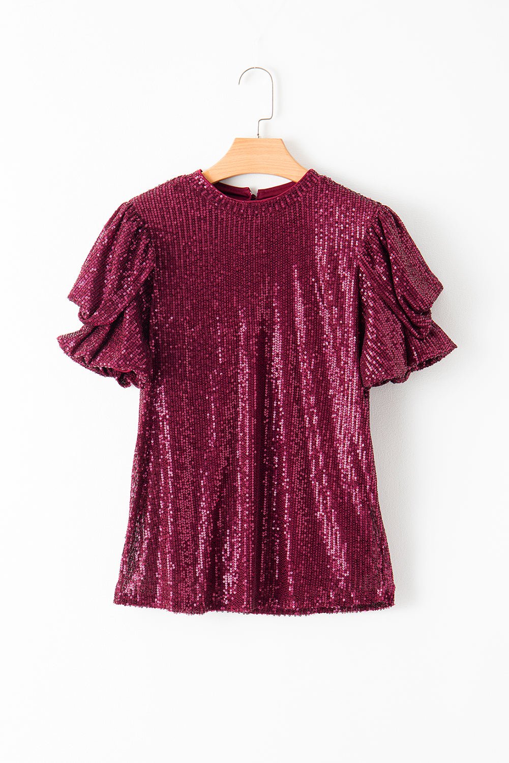 Burgundy Glitter Sequin Blouse Tops/Blouses & Shirts blouses Bravada Fashion