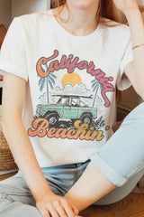 CALIFORNIA BEACHIN' GRAPHIC T - SHIRT T - Shirts Cotton Fashion Bravada