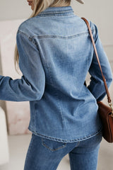 Dusk Blue Slim Denim Shirt Tops/Blouses & Shirts Best In Stock Bravada Fashion