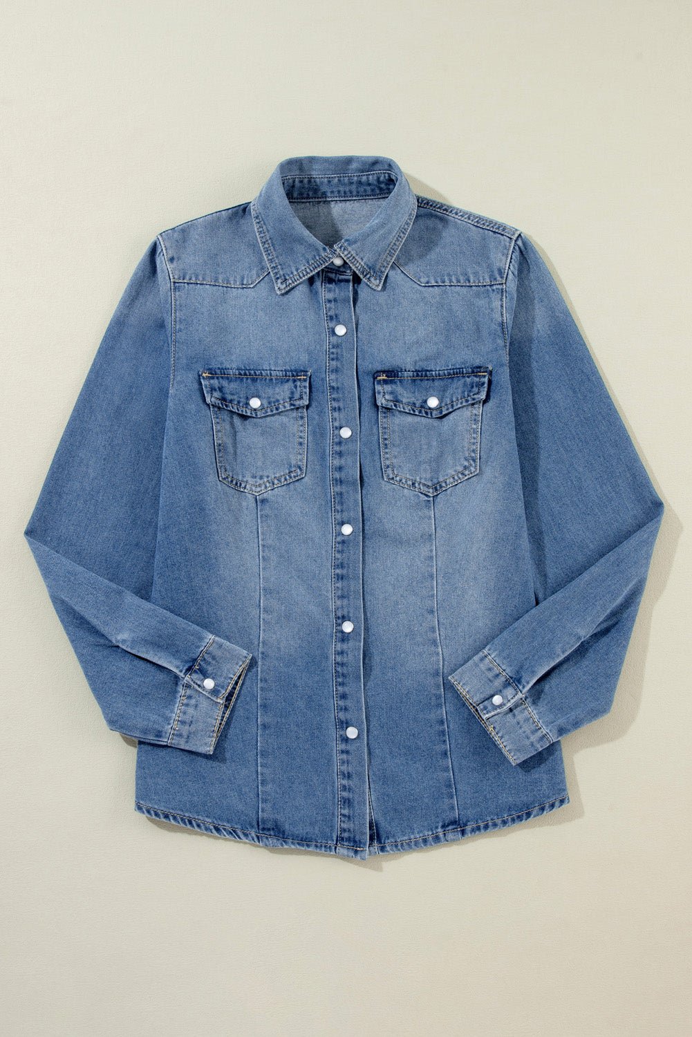 Dusk Blue Slim Denim Shirt Tops/Blouses & Shirts Best In Stock Bravada Fashion