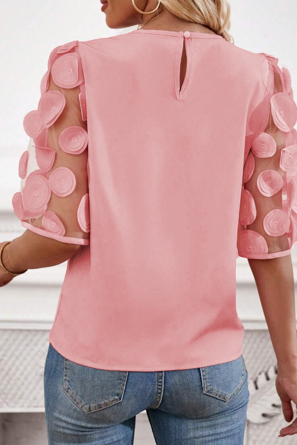 Dusty Pink Applique Blouse Tops/Blouses & Shirts Channel0 Bravada Fashion