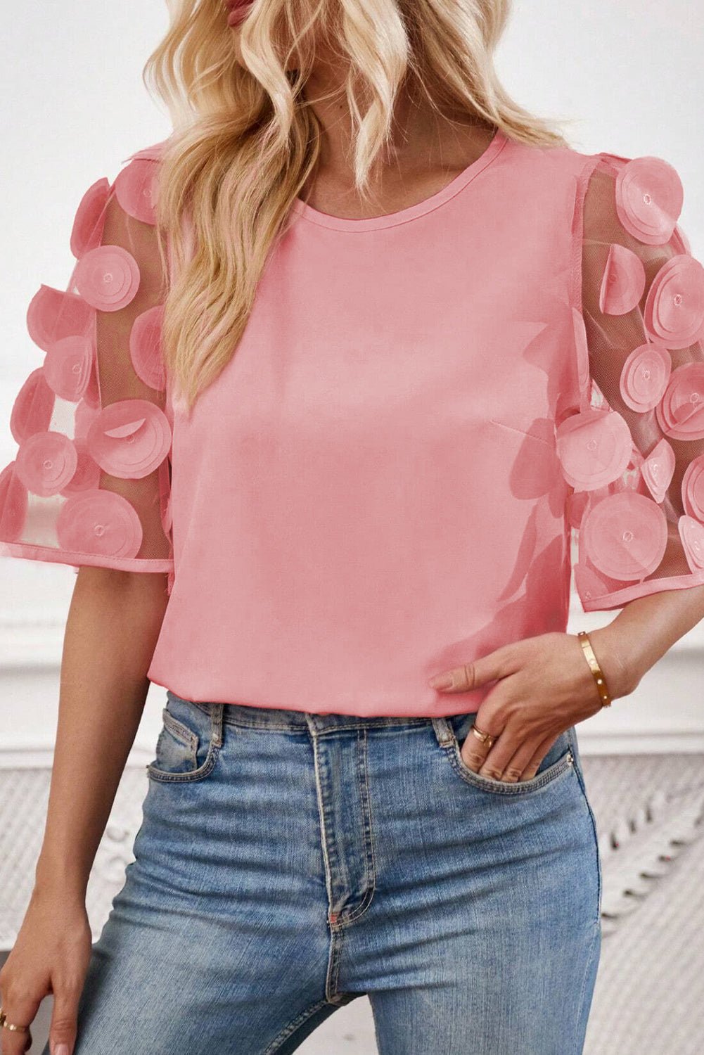 Dusty Pink Applique Blouse Tops/Blouses & Shirts Channel0 Bravada Fashion