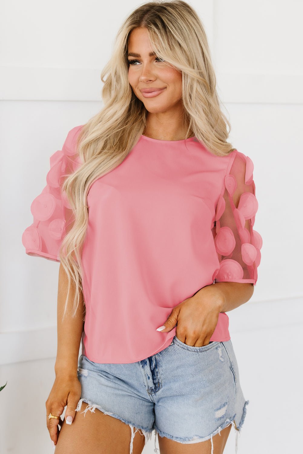 Dusty Pink Applique Blouse Tops/Blouses & Shirts Channel0 Bravada Fashion