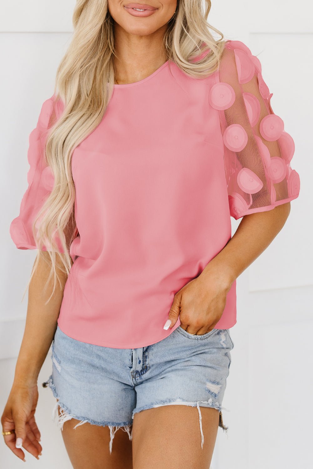 Dusty Pink Applique Blouse Tops/Blouses & Shirts Channel0 Bravada Fashion