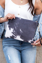 Faux Fur Cow Animal Print Clutch Bags Fashion Bravada