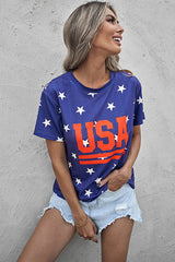 Free USA Star Print Women's T - Shirt T - Shirts Ship From Overseas Fashion Bravada