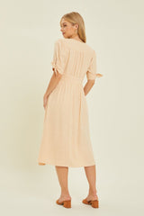HEYSON Textured Linen Midi Dress Dresses Casual Dresses Fashion Bravada