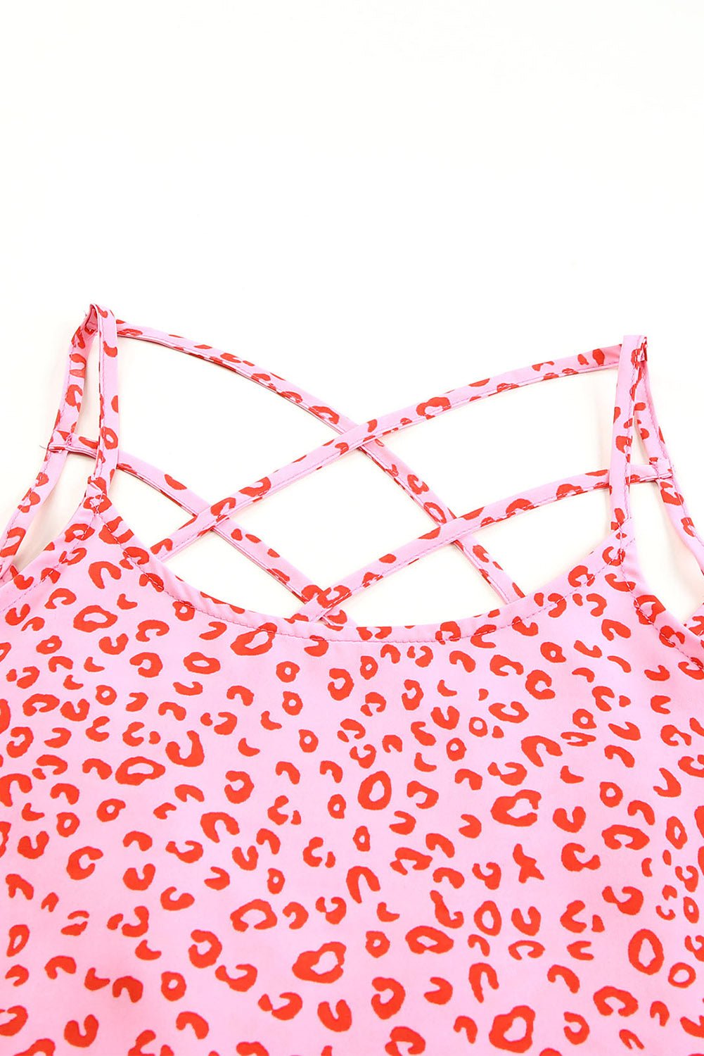 Leopard Strappy Back Detail Loose Tank Top Tops/Tank Tops All In Stock Bravada Fashion