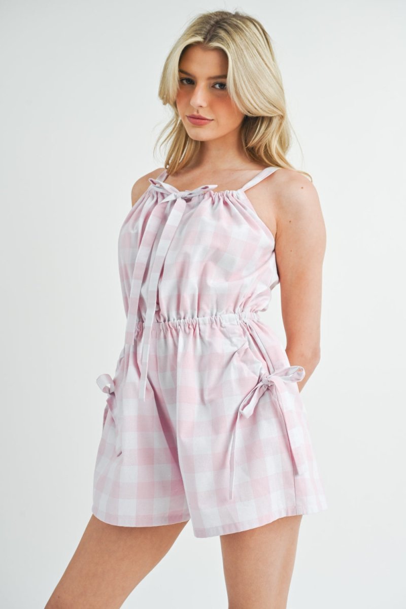 MABLE Plaid Button Down Romper Rompers Buttons Fashion Bravada