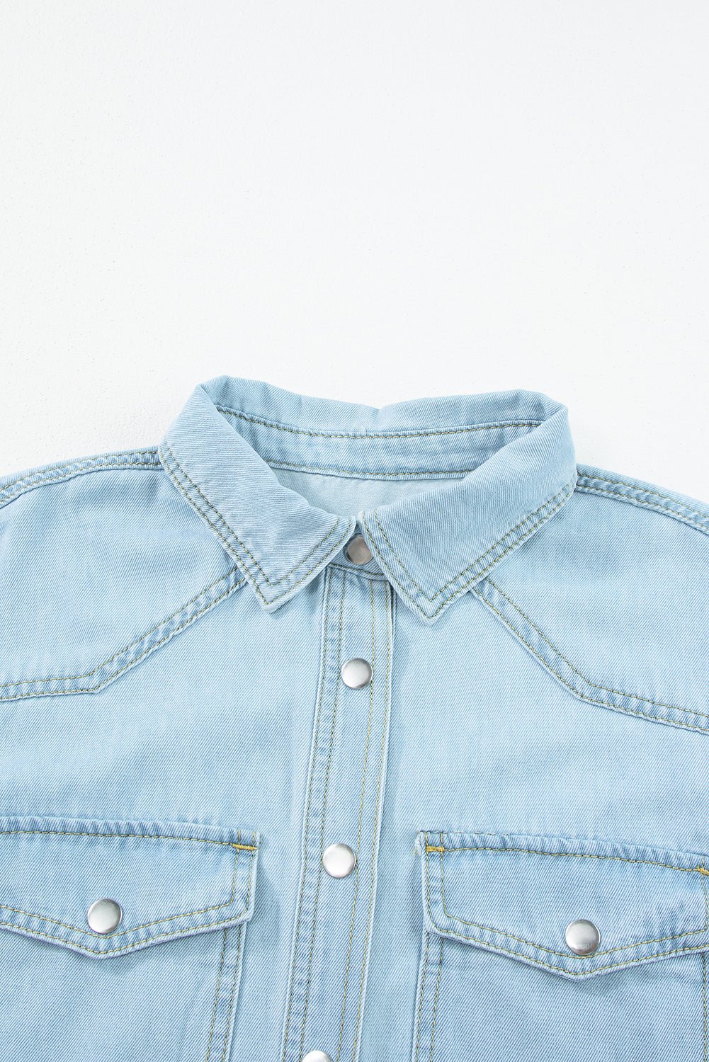 Mist Blue Vintage Hem Shirt Tops/Blouses & Shirts Channel0 Bravada Fashion