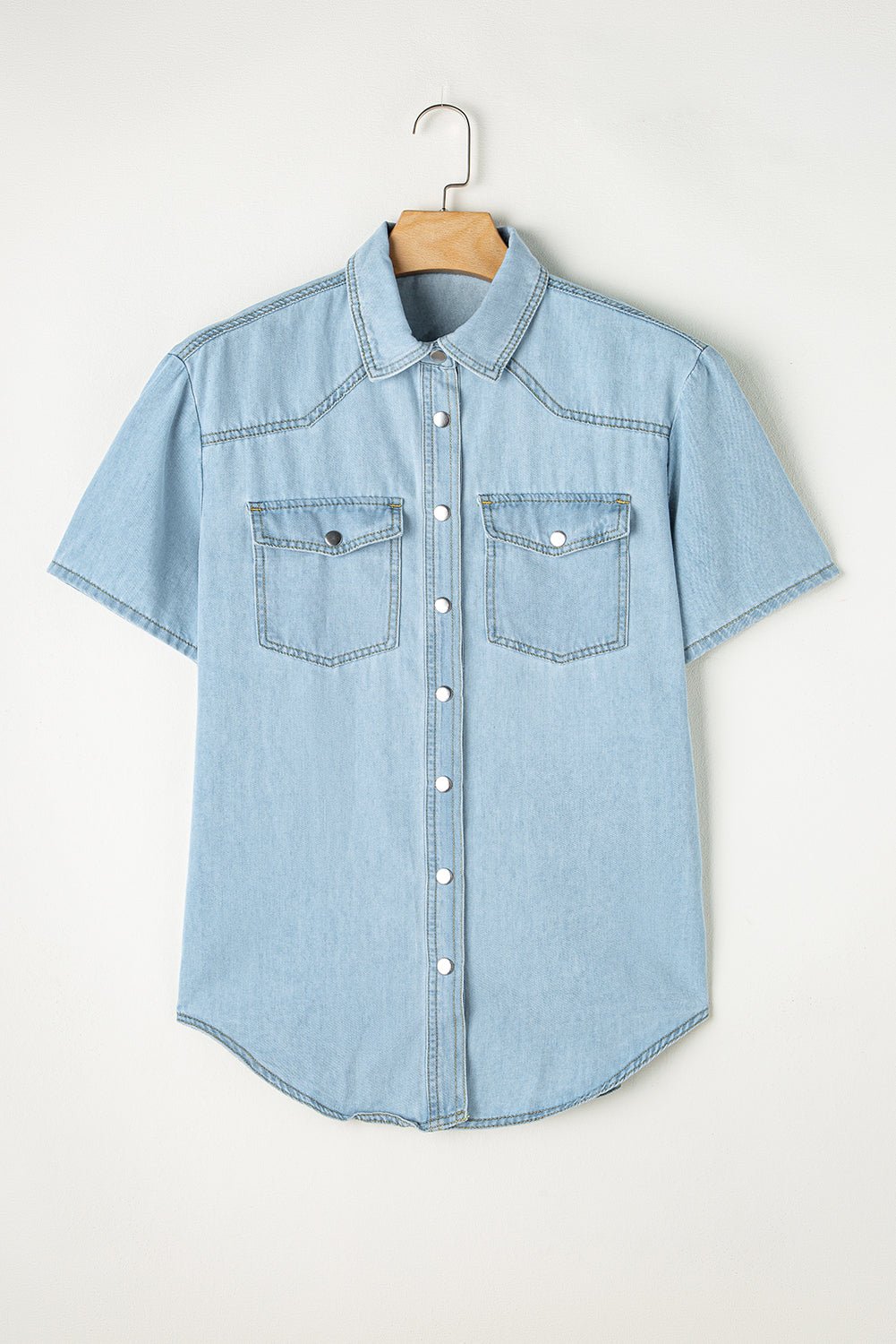 Mist Blue Vintage Hem Shirt Tops/Blouses & Shirts Channel0 Bravada Fashion