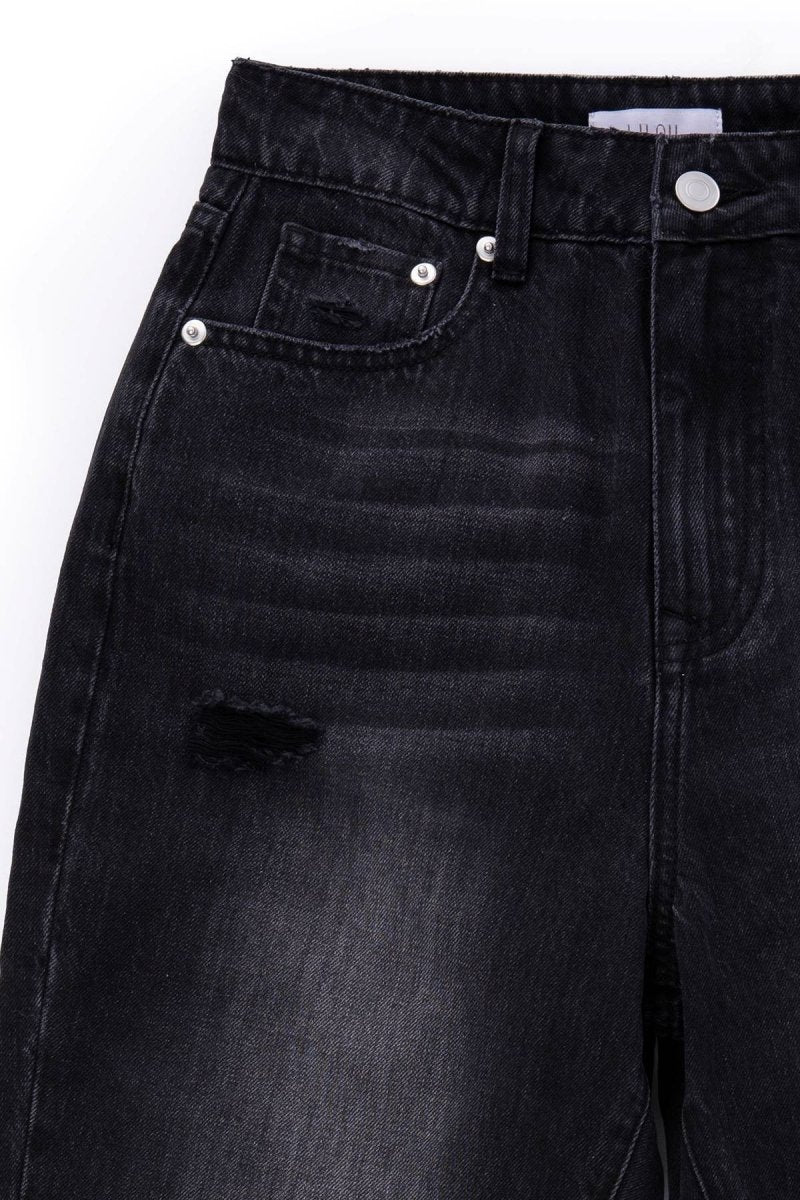 Moonlit Stroll Black Straight Jeans Jeans Bottoms Fashion Bravada