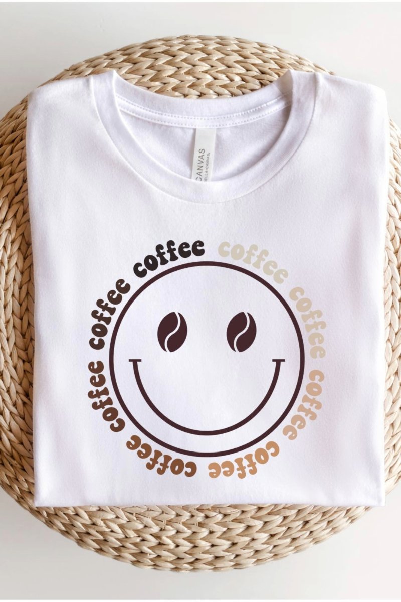 Morning Smiley Coffee Boutique Tee Graphics Fashion Bravada