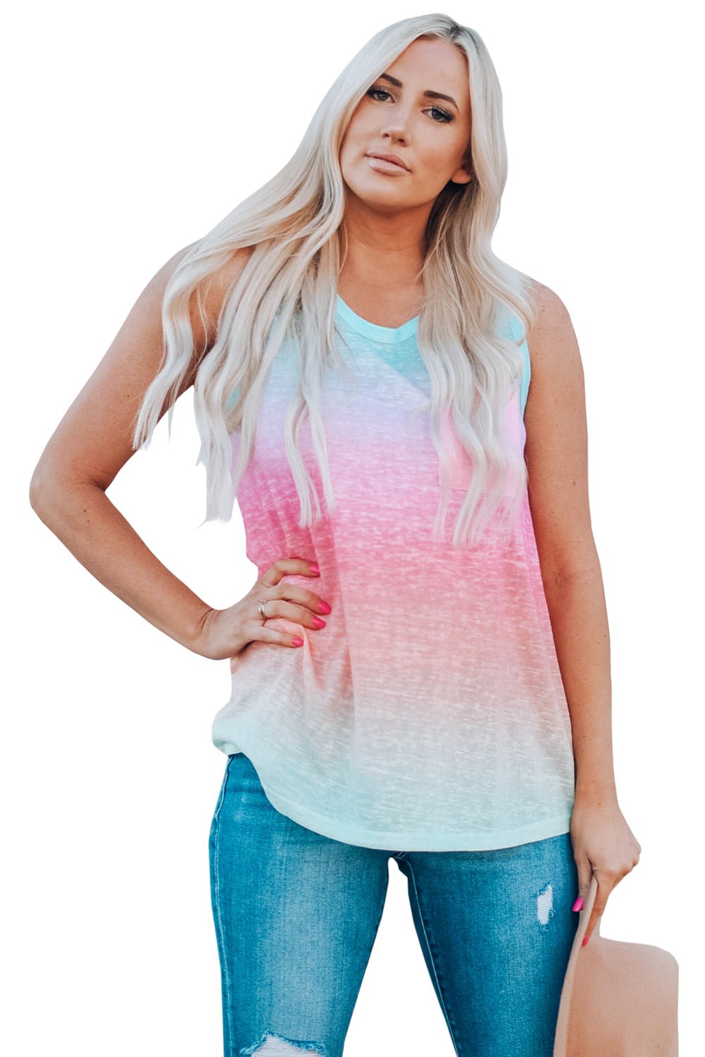 Multicolor Ombre Tank Top Tops/Tank Tops DL Exclusive Bravada Fashion