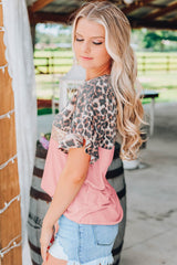 Pink Leopard Sequin Top Tops/Tops & Tees New Bravada Fashion