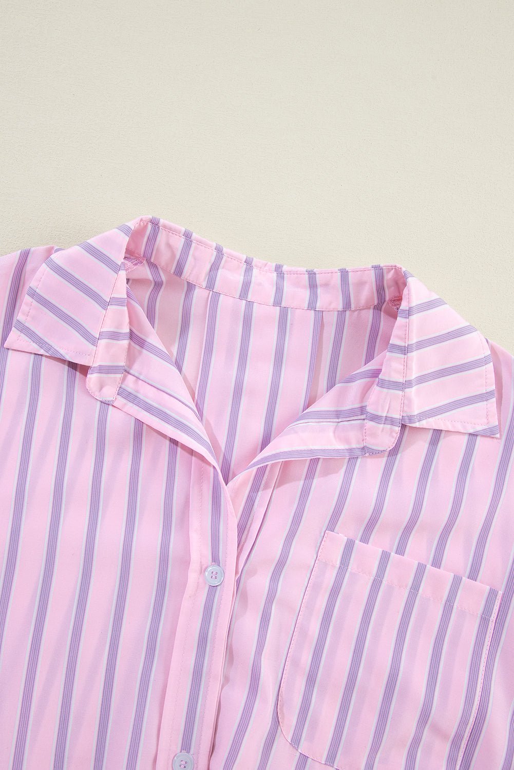 Pink Stripe Chest Pocket Casual Shirt Tops/Blouses & Shirts Best In Stock Bravada Fashion