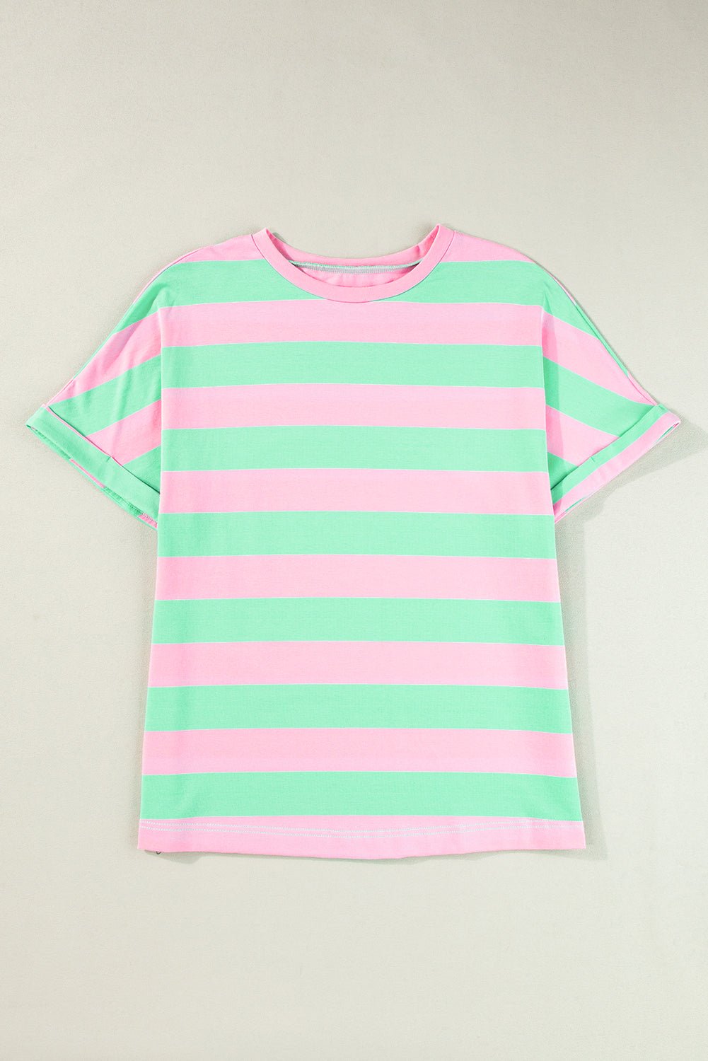 Pink Stripe Color block Cotton Tee Tops/Tops & Tees Best In Stock Bravada Fashion