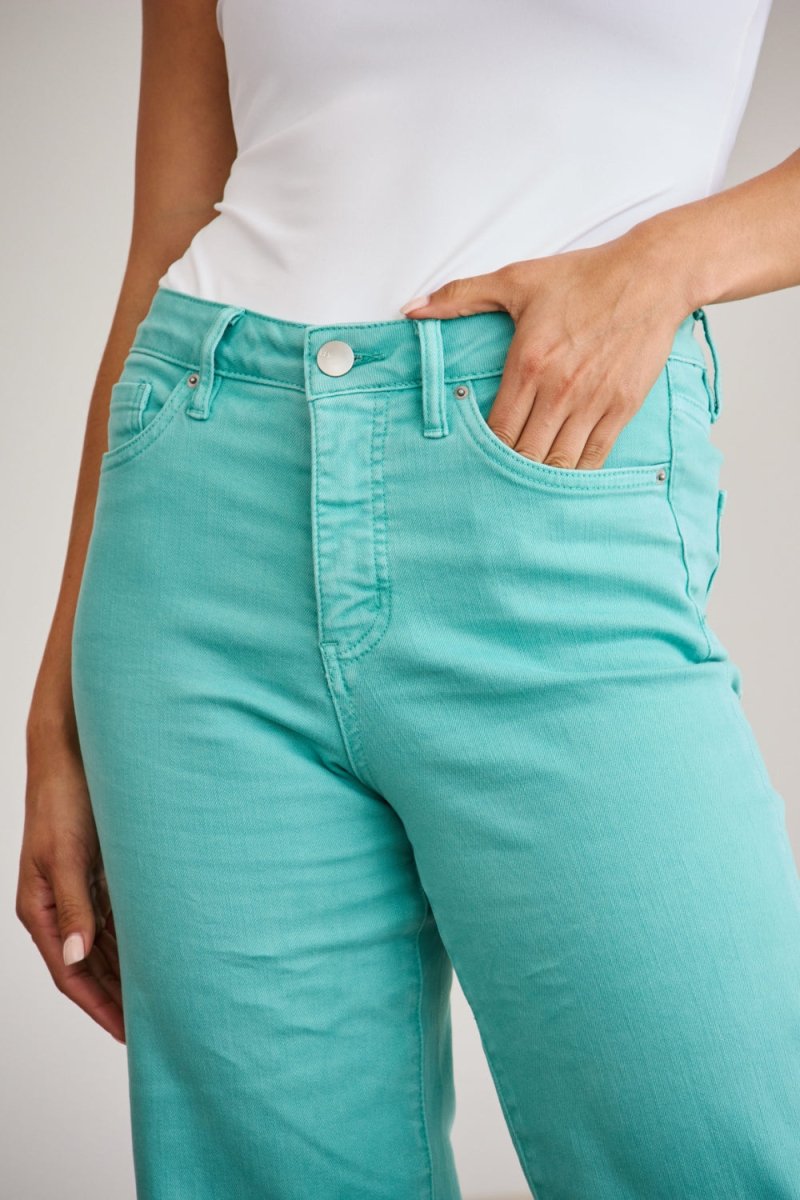 RFM Crop Chloe Tummy Control High Waist Raw Hem Jeans Pants Color Fashion Bravada