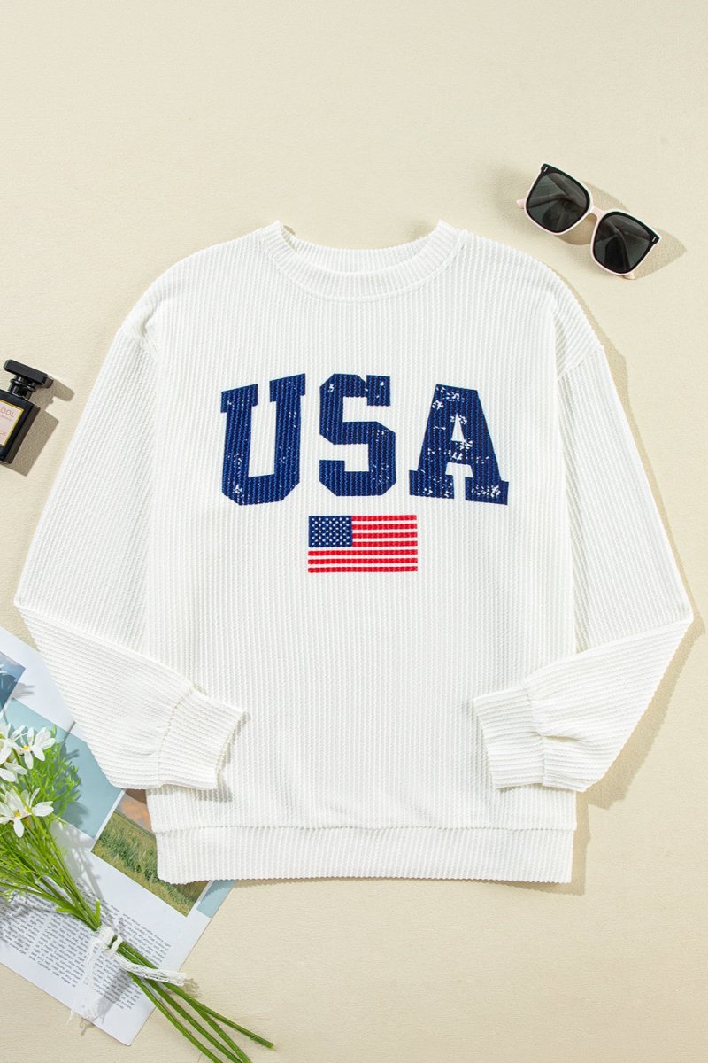 USA Flag Day Long Sleeve Sweatshirt T - Shirts Graphics Fashion Bravada