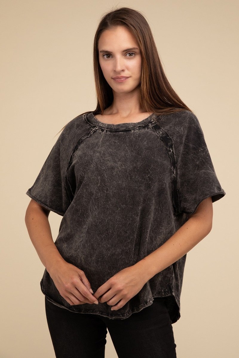 Zenana Cotton Raglan Sleeve T - Shirt T - Shirts Contemporary Fashion Bravada