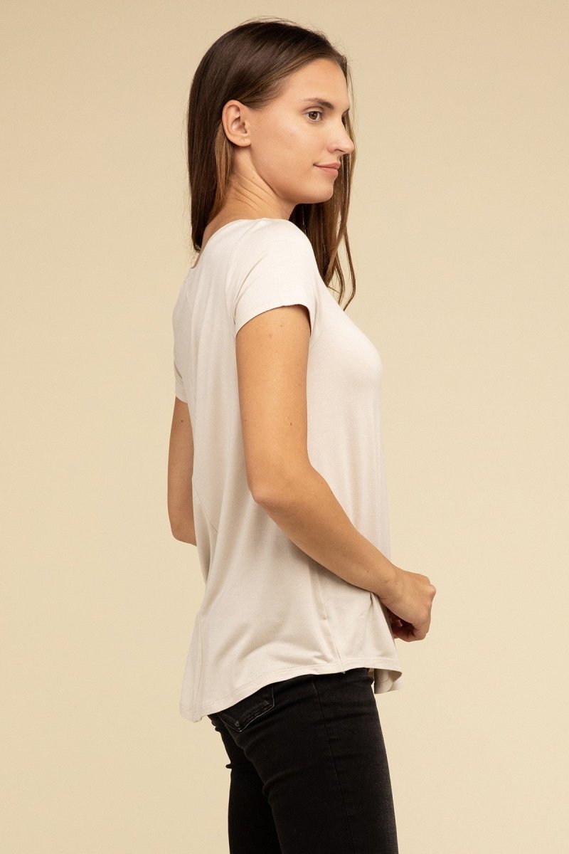 Zenana Flowy Short Sleeve Top T - Shirts Missy Fashion Bravada
